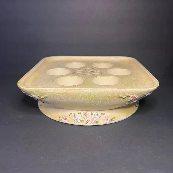 PartyLite P8014 Terrace Blossom Floral 3-Wick Multi Tealight Candle Holder 8.25" - Picture 2 of 10